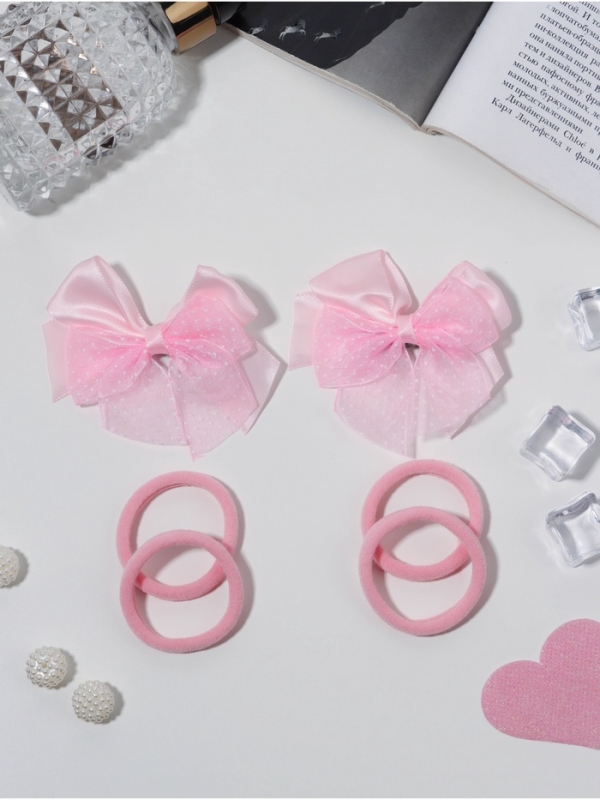 Набор для волос Набор для волос "Школьница галант" (4 резинки 3,5 см, 2 зажима 6 см) крапинка, розовый