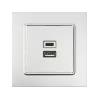 Розетка TOT Elegant, 5 В, 2.1 A, разъёмы USB-A + USB-C, скрытая, серебристая