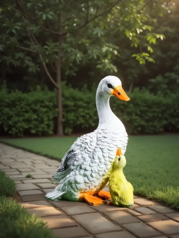 Садовая фигура из полистоуна &laquo;Утка с утёнком&raquo;, 31&times;24&times;13 см