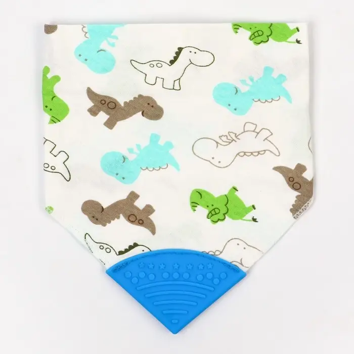 Нагрудник-бандана/слюнявчик для кормления непромокаемый с прорезывателем на кнопке, голубой, МИКС