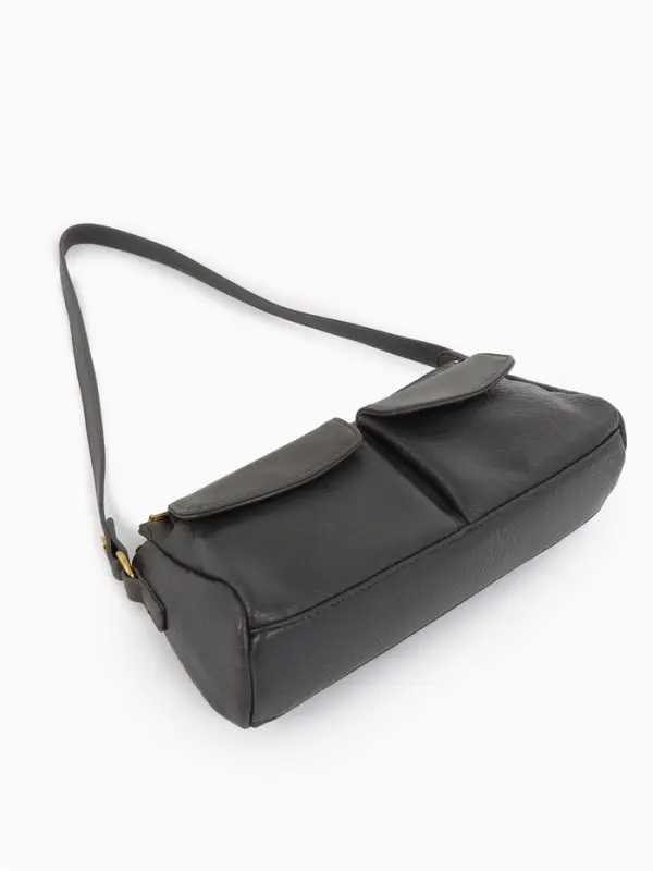 Сумка женская багет TEXTURA на молнии, 27&times;8&times;13 см, тёмно-серая