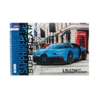 Альбом для рисования BLUEsupercar А4, 32 листа, на гребне, плотность листов 100 г/м&sup2;, обложка из мелованного картона, МИКС
