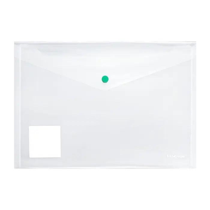 Папка-конверт на кнопке А4, 160 мкм, ErichKrause Glossy Clear, глянцевая, с цветной кнопкой, прозрачная, микс Папка-конверт на кнопке А4, 160 мкм, ErichKrause Glossy Clear, глянцевая, с цветной кнопкой, прозрачная, микс