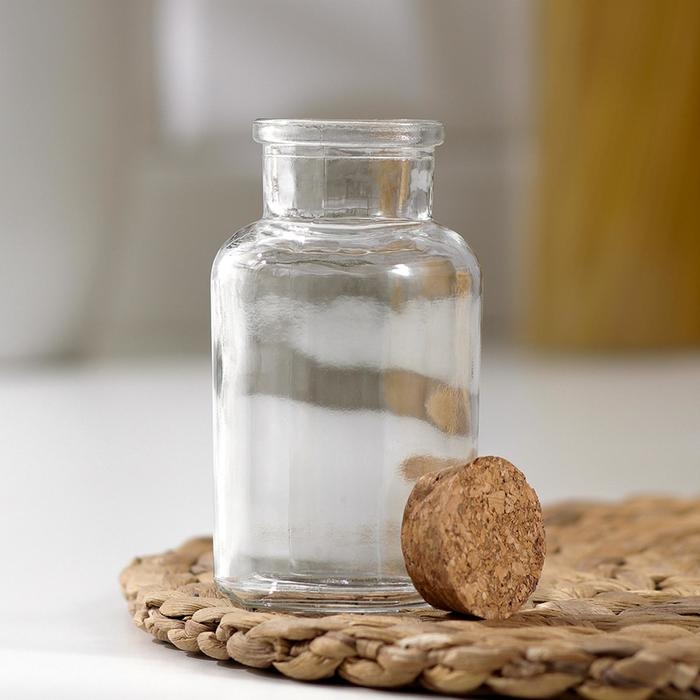 Баночка стеклянная для специй с пробковой крышкой Доляна «Парфе», 180 мл, 11×5 см