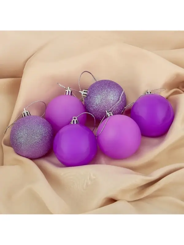 Ёлочные игрушки &laquo;Неон&raquo;, шары новогодние, набор 6 шт., d=6 см, фиолетовый