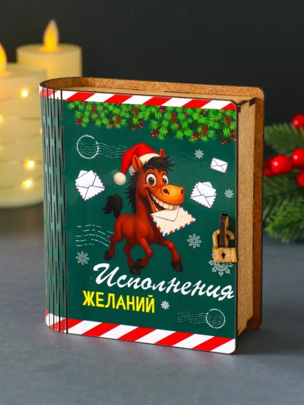 Новогодняя копилка-шкатулка "Исполнения желаний" 14х12х5 см