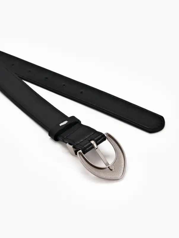 Ремень женский, 110&times;3 см, пряжка металл матовая, серебристая, чёрный