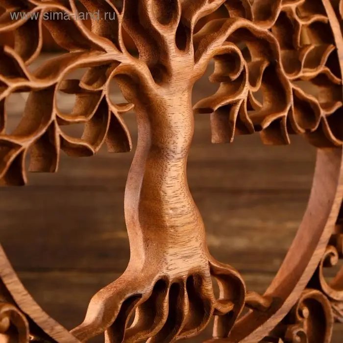 Панно резное дерево  Панно резное дерево "Райское древо" 40х40х2 см