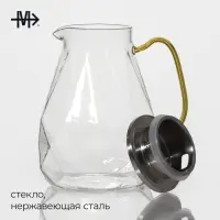 Кувшин для воды Magistro &laquo;Льдинка&raquo;, 1.9 л, 14&times;21 см, с металлической крышкой, стекло, прозрачный