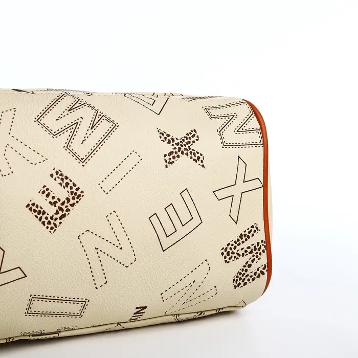 Сумка женская кросс-боди на молнии, 22&times;11&times;15 см, с принтом, бежевая