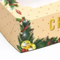 Коробка складная, кондитерская упаковка с окном &laquo;Счастливого Нового года&raquo;, 25&times;15&times;7 см