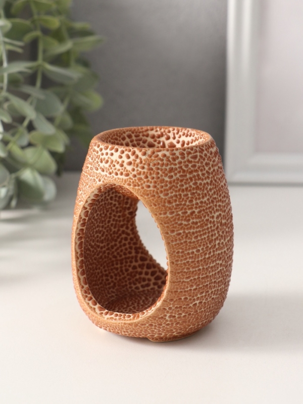 Аромалампа керамика  Аромалампа керамика "Точки" коричневая 6,5х6,5х8,5 см