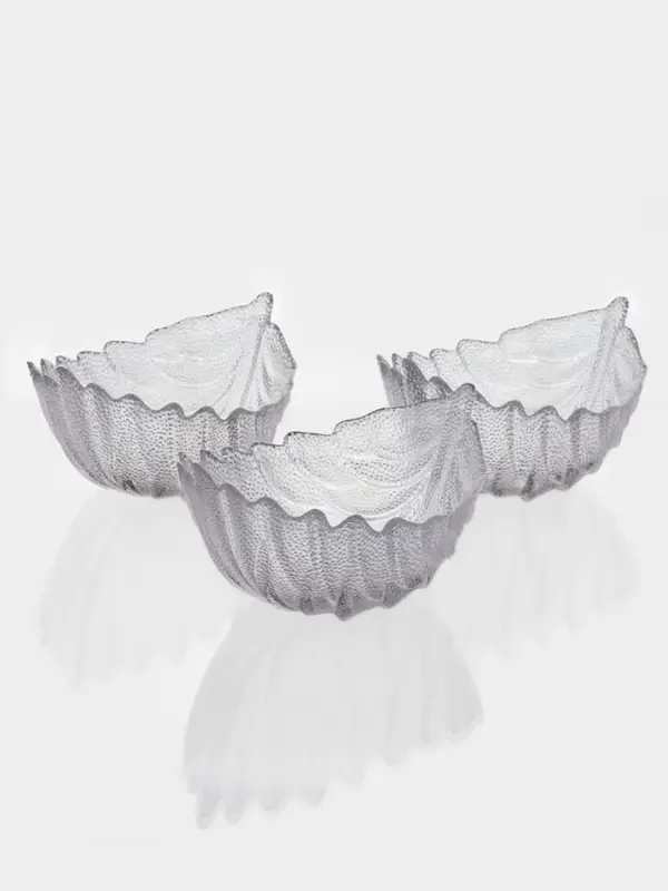 Набор салатников &laquo;Лист&raquo;, 3 шт., размер 1 шт.: 21.5&times;15.5&times;11 см, стекло, прозрачный