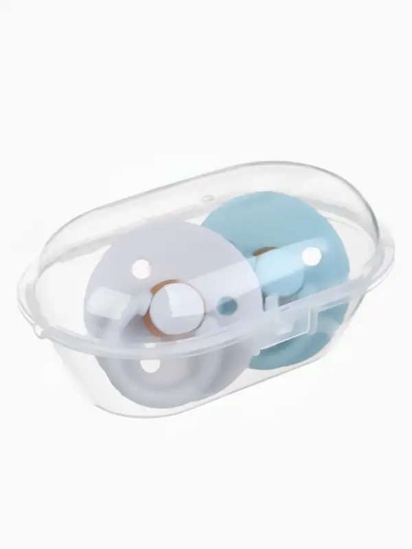 Набор классических пустышек, 2 шт., латекс, серо-синий/серый, в контейнере, от 0 мес., M&B   1088492 Набор классических пустышек, 2 шт., латекс, серо-синий/серый, в контейнере, от 0 мес., M&B   1088492