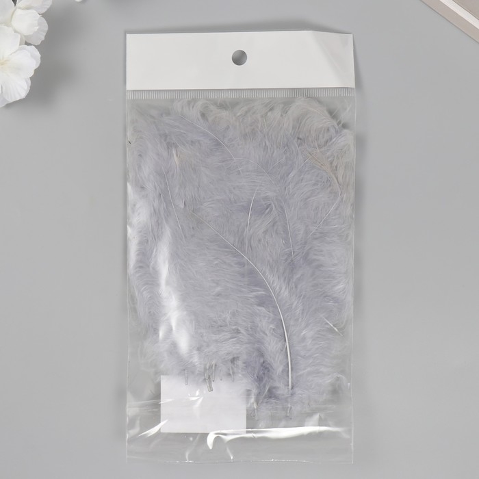 Перо декоративное гусиное пуховое Перо декоративное гусиное пуховое "Серое" набор 40 шт h=10-15 см