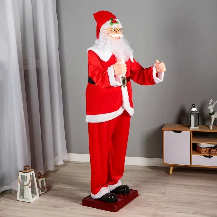 Дед Мороз Дед Мороз "С украшением на колпаке" реакция на движение, танцует, 180 см, красный
