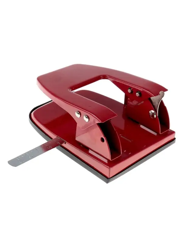 Дырокол на 30 листов, большой, металлический, с металлической линейкой, МИКС