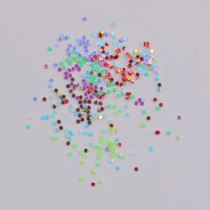 Стразы круглые для декора, 1 мм, 12 ячеек, разноцветные