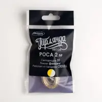 Гирлянда &laquo;Нить&raquo; 2 м роса, IP20, серебристая нить, 20 LED, батарейки CR2032&times;2 (в комплекте), свечение тёплое белое