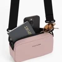 Сумка женская кросс-боди TEXTURA на молнии, 19&times;6&times;10.5 см, розовая