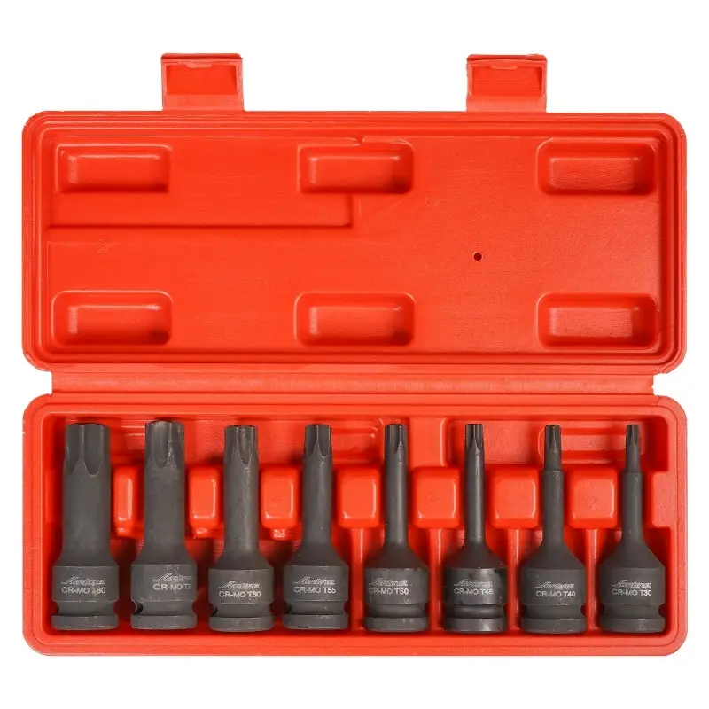Набор головок ударных 1/2"DR L=78мм внешний TORX, 8пр. (T30-T80) пласт.кейс