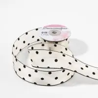 Лента капроновая &laquo;Горох&raquo;, с рисунком, 38 мм, 9.1&plusmn;0.5 м, бежевая, чёрная