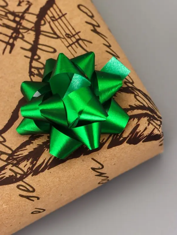 Подарочный Бант - звезда №3.5, простой металлик, для упаковки подарков, МИКС