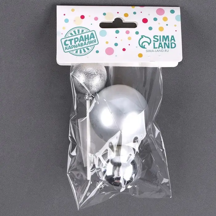 Топпер для торта &laquo;Шары&raquo;, серебряный