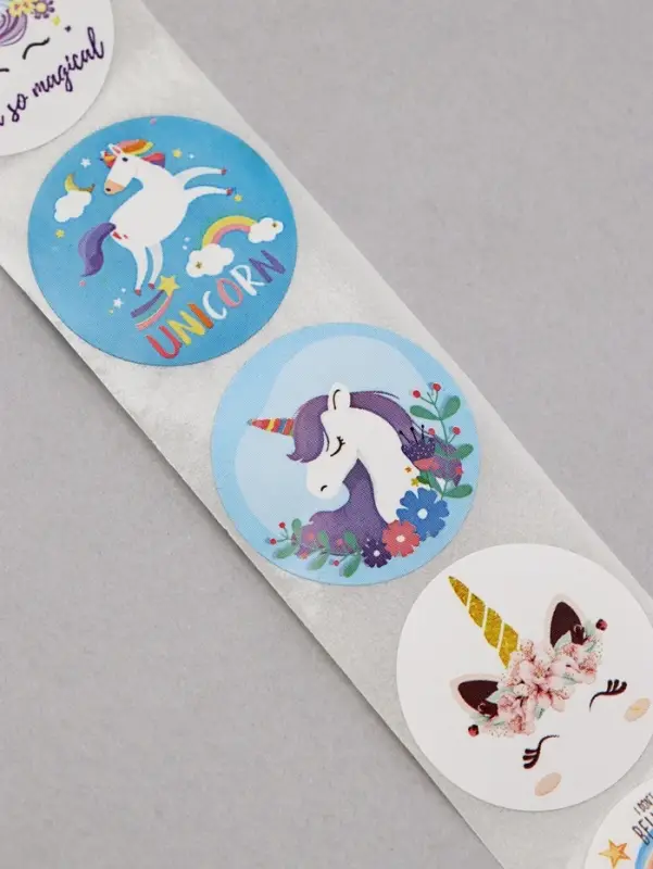 Наклейки в рулоне &laquo;Единорожки&raquo;, 500 шт., 2.5&times;2.5 см