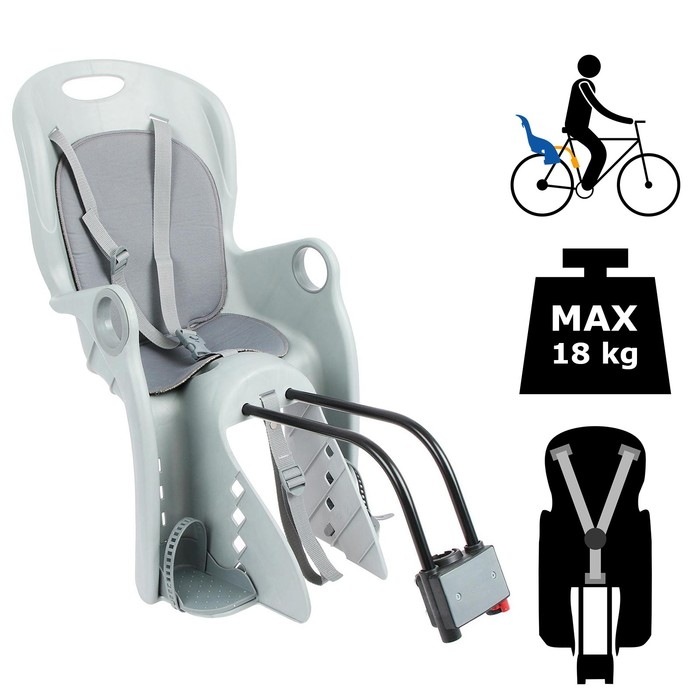 Велокресло заднее BQ-8, универсальный крепеж, цвет серый Велокресло заднее BQ-8, универсальный крепеж, цвет серый