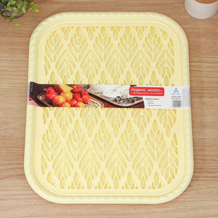 Поднос с вкладышем для сушки посуды «Колос», 45,5×36 см, цвет МИКС Поднос с вкладышем для сушки посуды «Колос», 45,5×36 см, цвет МИКС