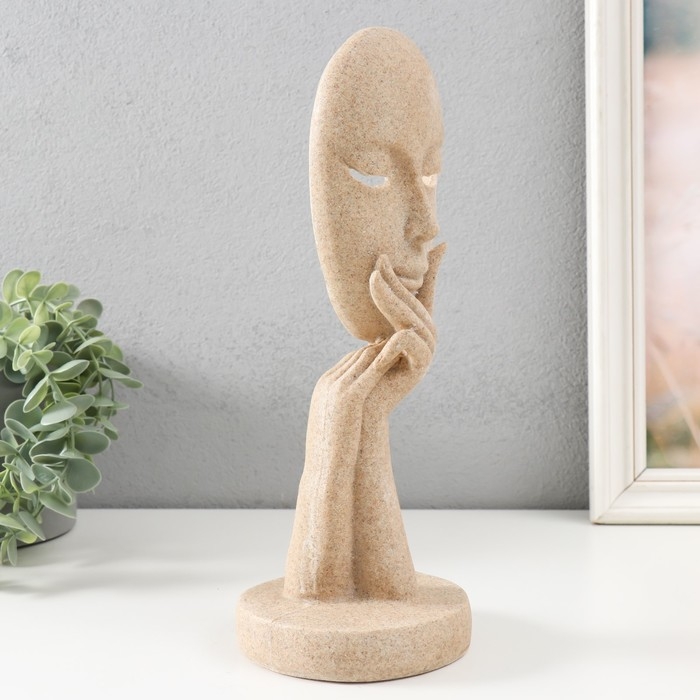 Сувенир полистоун Сувенир полистоун "Маска - лицо девушки" песочный 11,5х11,5х29 см