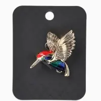 Брошь &laquo;Птица&raquo; колибри, цветная в золоте