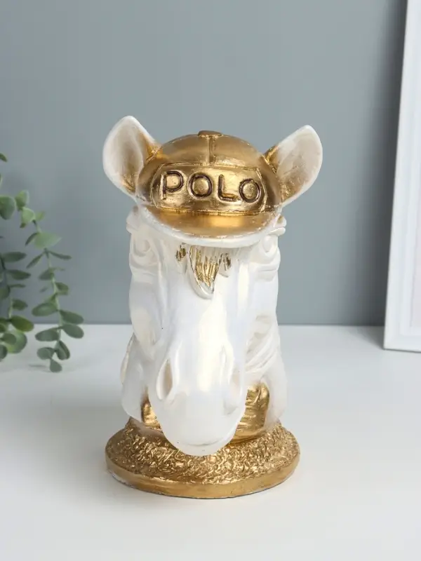 Копилка "Конь в кепке" 26х14,5х21,5 см, белый с золотом