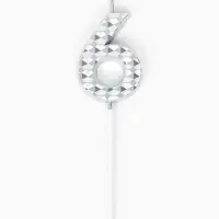 Свеча для торта &laquo;Элемент&raquo;, цифра "6" серебро