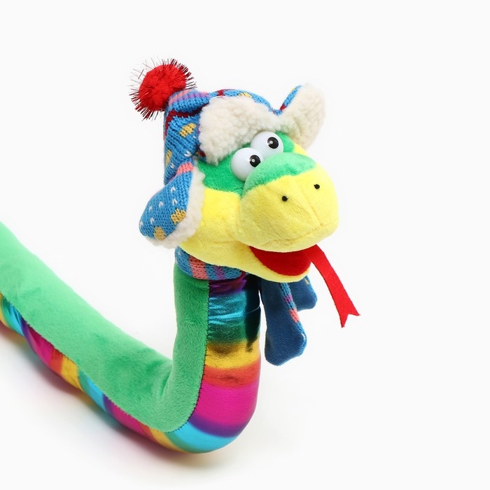 Мягкая игрушка «Змея», с разноцветым животиком, в новогоднем колпаке, 95 см Мягкая игрушка «Змея», с разноцветым животиком, в новогоднем колпаке, 95 см