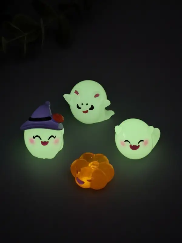 Сувенир эпоксидная смола флюоресцентный "Хэллоуин" набор 4 шт 5х5х3,5 см