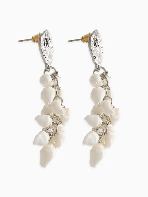 Серьги &laquo;Морской мир&raquo;, ракушечки маленькие, белые в серебре