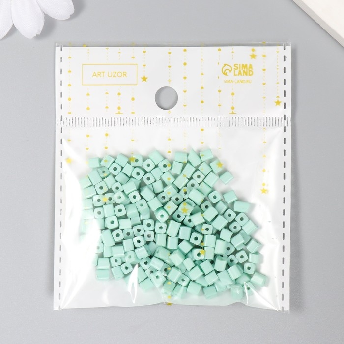 Бисер кубический стекло 4х4 мм  Бисер кубический стекло 4х4 мм "Яркость. Бирюза" набор 20 гр