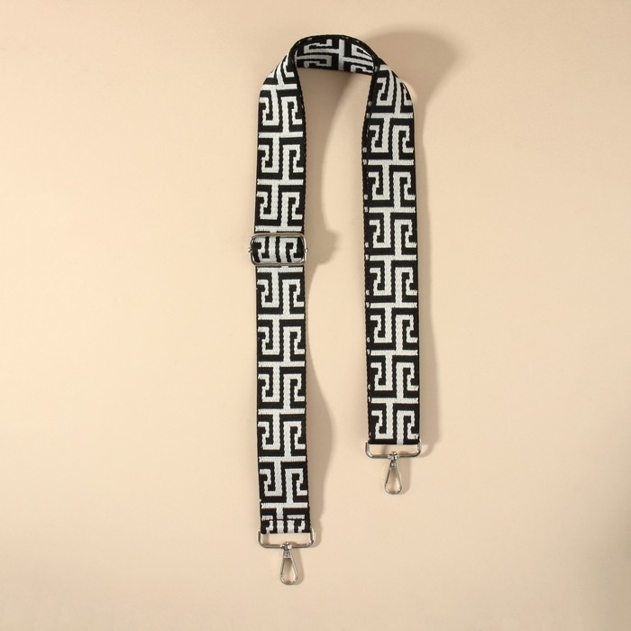 Ручка для сумки «Орнамент греческий», стропа, с карабинами, 139 ± 3 × 3,8 см, цвет чёрно-белый Ручка для сумки «Орнамент греческий», стропа, с карабинами, 139 ± 3 × 3,8 см, цвет чёрно-белый