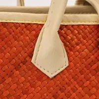 Сумка плетёная на застёжке из пандана, 35&times;12&times;40 см, бежево-оранжевая