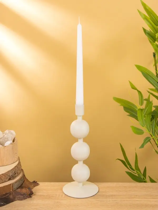 Подсвечник на 1 свечу текстурный  Подсвечник на 1 свечу текстурный "Фисташковый" с 3 сферами 10х10х25 см