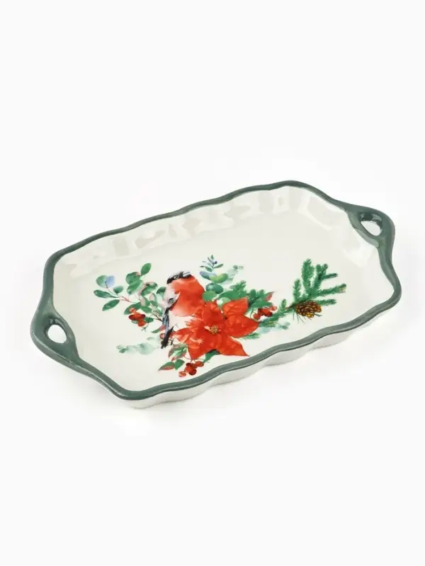 Блюдо новогоднее &laquo;Снегирь&raquo;, 23&times;13&times;2.5 см, ручная работа