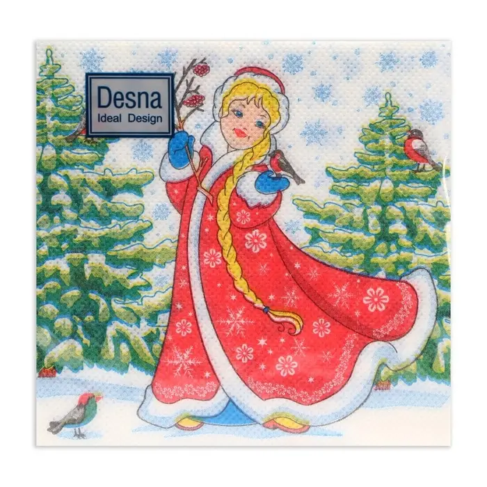 Салфетки новогодние бумажные Desna Design «Снегурочка», 1 слой, 24x24 см, 40 шт Салфетки новогодние бумажные Desna Design «Снегурочка», 1 слой, 24x24 см, 40 шт