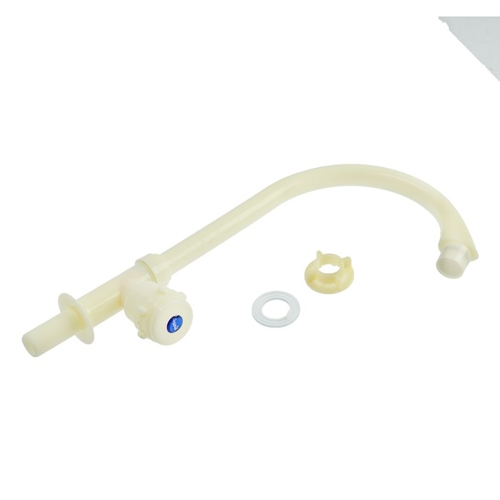 Кран на одну воду ZEIN Z2018, круглая ручка,пластик, высокий R-образный излив, цвет  Кран на одну воду ZEIN Z2018, круглая ручка,пластик, высокий R-образный излив, цвет "рис"