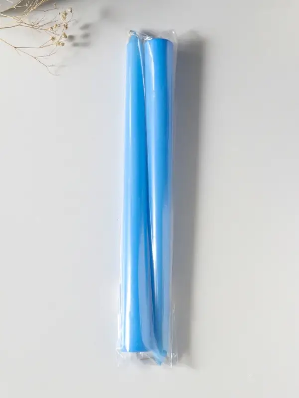 Набор свечей античных 25 см, 2 шт., 58 г, 7 ч, пастельно-голубой