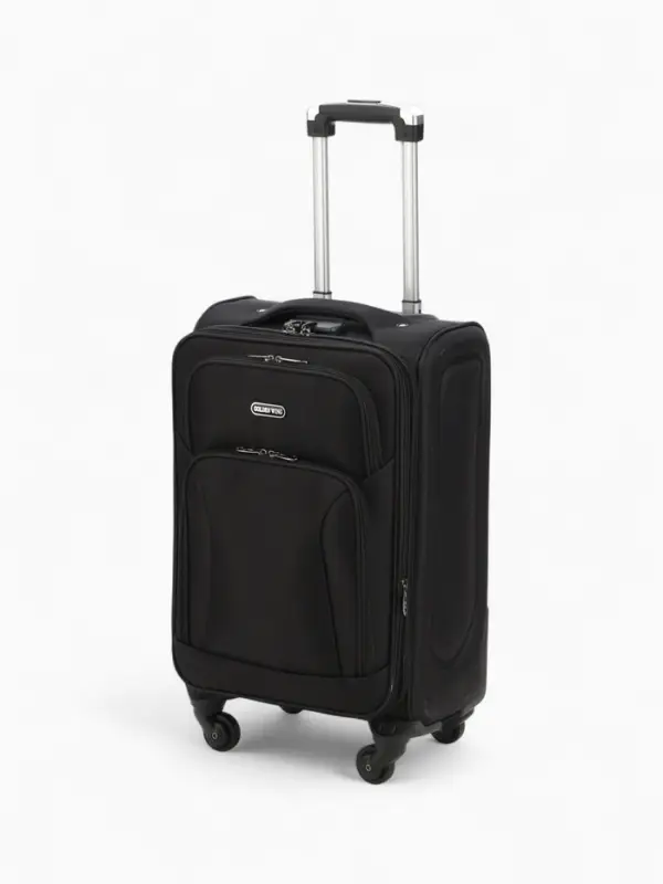 Чемодан 20 Чемодан 20", Текст, 37*23*54, отд на молнии, 2 нар/карм, увелич, код замок, 4 колеса, черный 10875