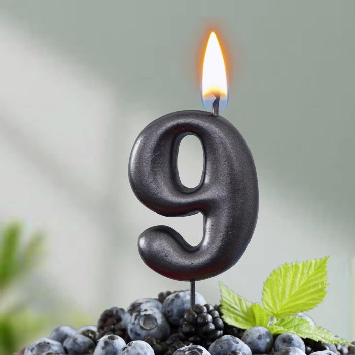 Свеча в торт Свеча в торт "Мокрый асфальт", цифра 9