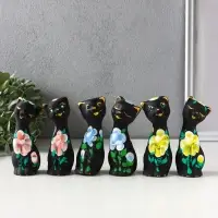 Набор фигурок 2 шт. керамика &laquo;Love - коты&raquo;, 11 см, чёрный, МИКС