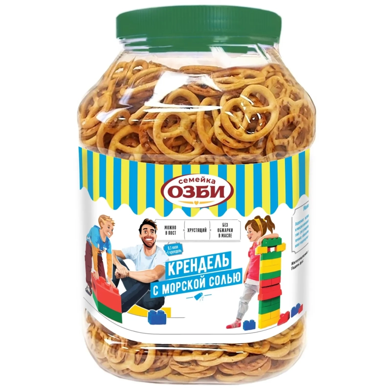Крендельки Семейка Озби с морской солью банка 450г